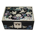 Mother of Pearl Wood Black Treasure Jewelry Travel Trinket Box Chest Gift Case
