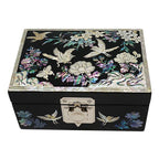 Mother of Pearl Wood Black Treasure Jewelry Travel Trinket Box Chest Gift Case