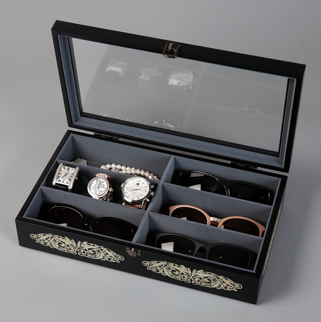 Mother of Pearl Angel Sunglasses Box Eyeglasses Display Storage Organizer Case