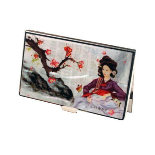 MOP Korean Beauty Hanbok Metal RFID Block Business Card Case Credit Name Holder