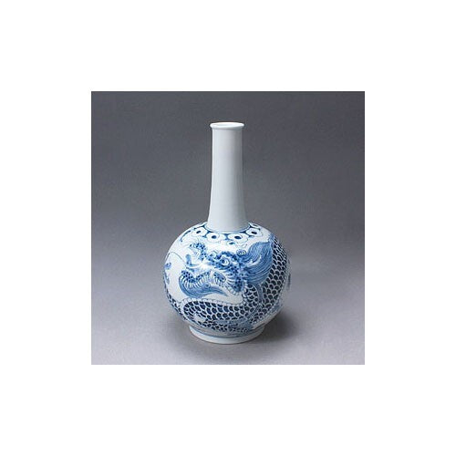 Korean Blue and White Porcelain Art Pottery Ceramic Dragon Bottle Home Decor