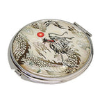 Korean Dragon Shell Compact Mirror – Bold Mother of Pearl Purse Makeup Mirror