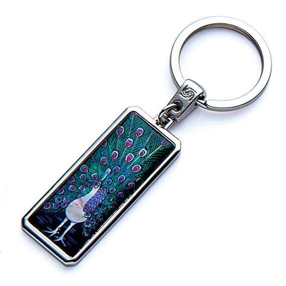 Mother of Pearl Car Keychain Peacock Backpack Key Pendant Purse Bag Charm Ring