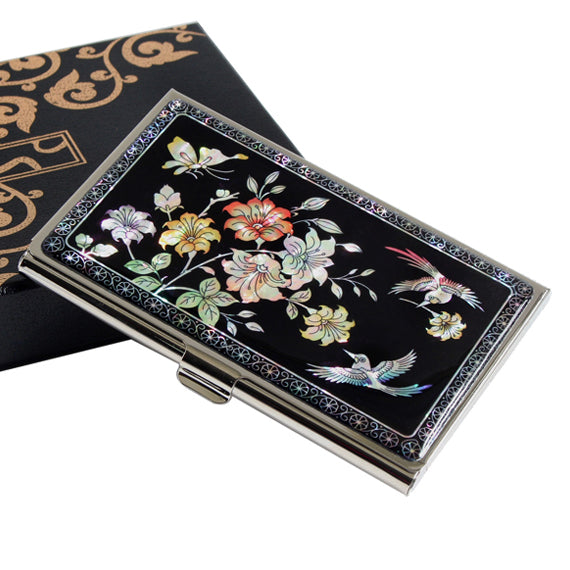 MOP Cherry Blossom Flower Design Business Name Credit ID Card Holder Case Wallet