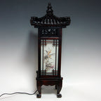 Wood Shade Asian Oriental House Lantern Bedside Dragon Art Deco Table Lamp Light