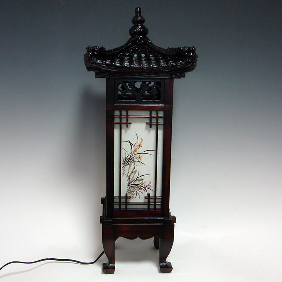 Wood Shade Asian Oriental House Lantern Bedside Dragon Art Deco Table Lamp Light