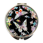 MOP Double Butterfly Design Cosmetic Makeup Vanity Compact Beauty Handbag Mirror