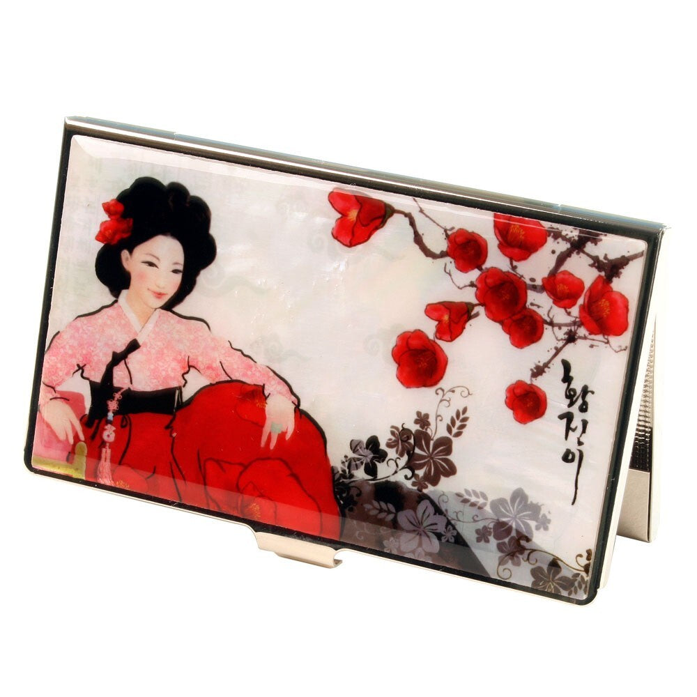 MOP Korean Beauty Hanbok Metal RFID Block Business Credit Name Card Case Holder