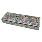 Mother of Pearl Inlay Desk Wood Pen Pencil Brush Holder Lid Case Box Gift