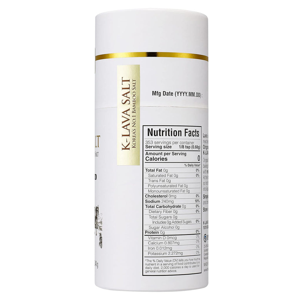 K-LAVA 9x Roasted Bamboo Salt Crystal (240g / 8.46 oz) – Premium Korean Finishing Salt
