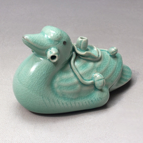Korean Celadon Porcelain Duck Figurine Water Dropper