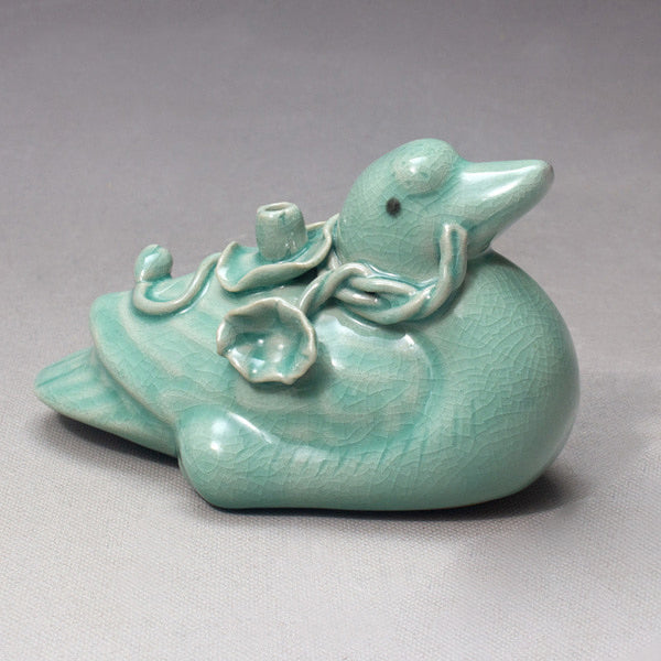 Korean Celadon Porcelain Duck Figurine Water Dropper