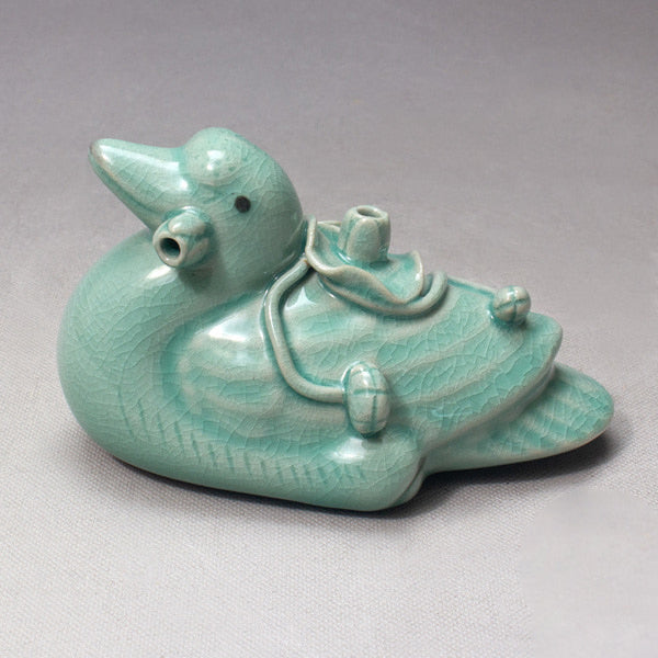Korean Celadon Porcelain Duck Figurine Water Dropper