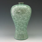 Korean Celadon Porcelain Vase - Decorative Art Pottery