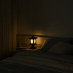 Carved Wood Bedside Lamp - Handmade Brown Korean Bedroom Decor Light