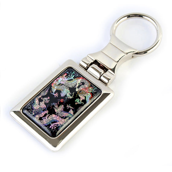 Double Dragon Mother of Pearl Keychain & Bag Charm – Metal Premium Korean Craft