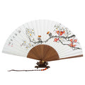Hand Folding Bird Plum Flower Design White Paper Flower Painting Wall Asian Fan