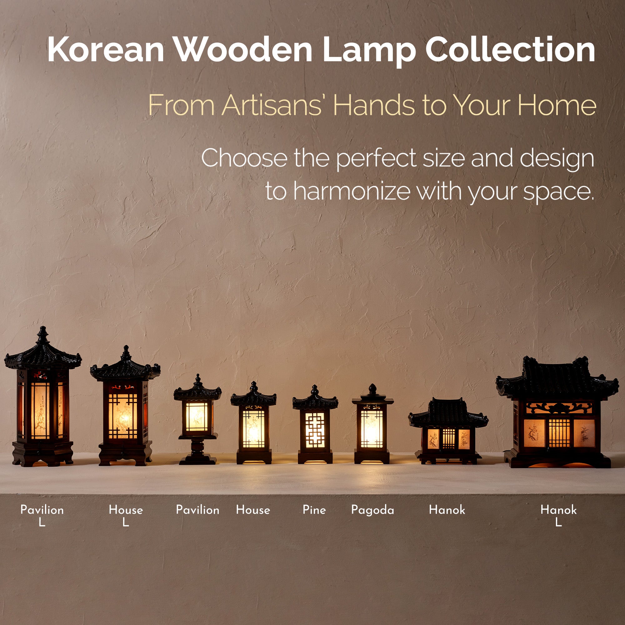Carved Wood Bedside Lamp - Korean Hanok Miniature Bedroom Table Light