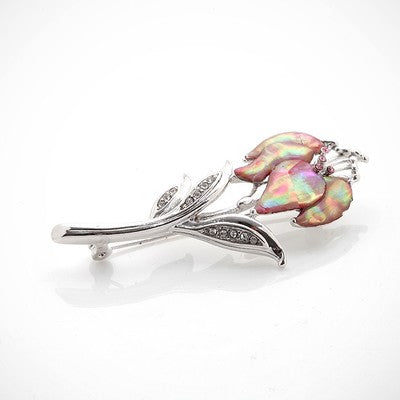 Mother of Pearl Pink Orchid Flower Design Abalone Shell Wedding Bride Brooch Pin