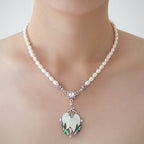 Mother of Pearl White Orchid Flower Natural White Pearl Chain Pendant Necklace