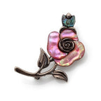 Mother of Pearl Pink Rose Flower Abalone Shell Breastpin Bridal Party Brooch Pin