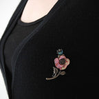 Mother of Pearl Pink Rose Flower Abalone Shell Breastpin Bridal Party Brooch Pin