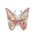 Mother of Pearl Pink Butterfly Design Colorful Abalone Shell Wedding Brooch Pin