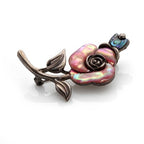 Mother of Pearl Pink Rose Flower Abalone Shell Breastpin Bridal Party Brooch Pin