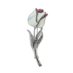 Mother of Pearl White Tulip Flower CZ Shell Wedding Bridesmaid Bridal Brooch Pin