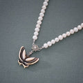 Mother of Pearl Butterfly Natural Saltwater White Pearl Chain Pendant Necklace