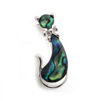 Mother of Pearl Green Bow Tie Cat Kitten Kitty Shell Breastpin Party Brooch Pin