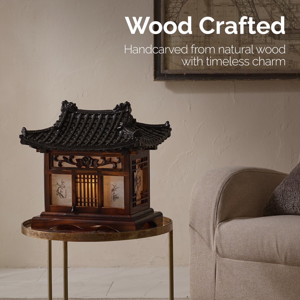 Traditional Korean Wood Lamp - Handmade Bedside Bedroom Accent Light
