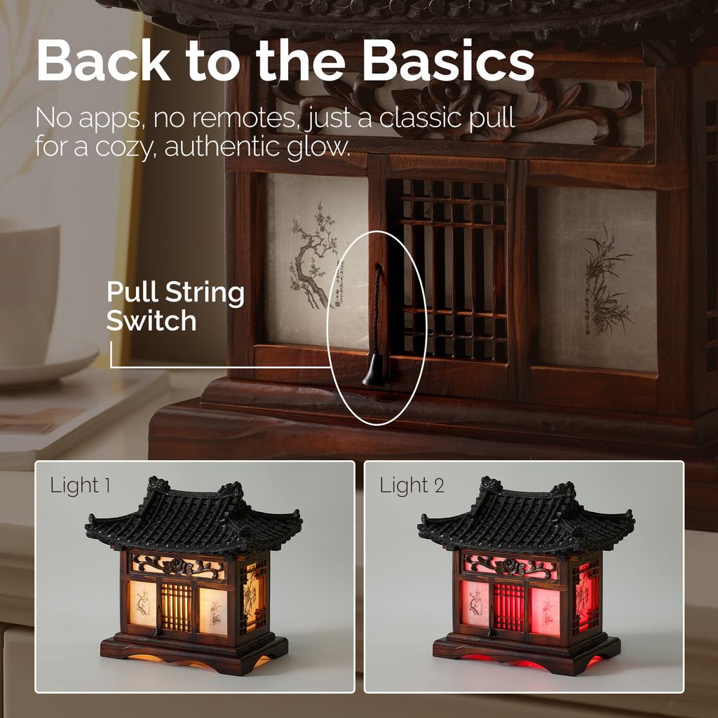 Traditional Korean Wood Lamp - Handmade Bedside Bedroom Accent Light