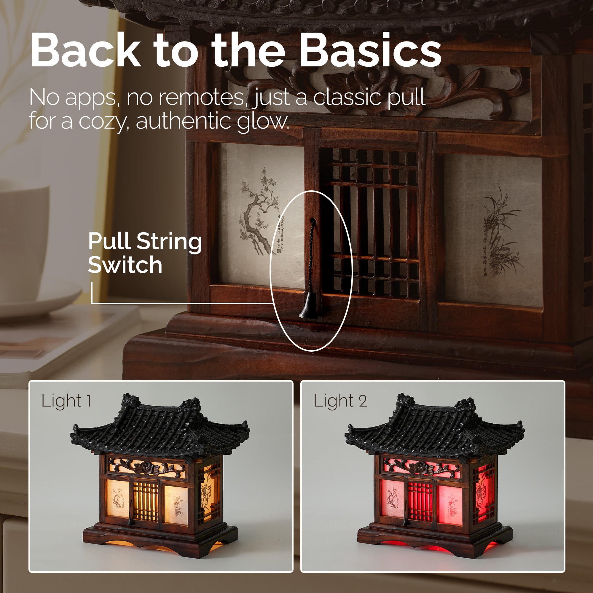 Traditional Korean Wood Lamp - Handmade Bedside Bedroom Accent Light