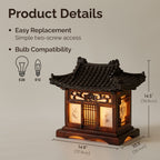 Traditional Korean Wood Lamp - Handmade Bedside Bedroom Accent Light
