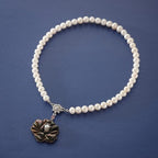 Mother of Pearl Rose Flower Natural Saltwater White Pearl Chain Necklace Pendant
