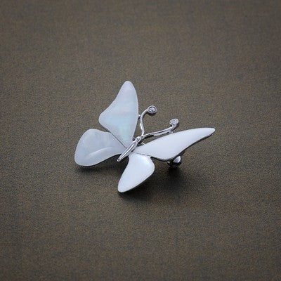 Mother of Pearl White Butterfly Shell Wedding Bridesmaid Bridal Gift Brooch Pin