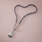 Mother of Pearl White Tulip Flower Natural Black Pearl Chain Pendant Necklace
