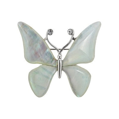 Mother of Pearl White Butterfly Shell Wedding Bridesmaid Bridal Gift Brooch Pin