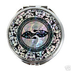 MOP Double Bird Design Compact Cosmetic Magnifying Makeup Handbag Beauty Mirror