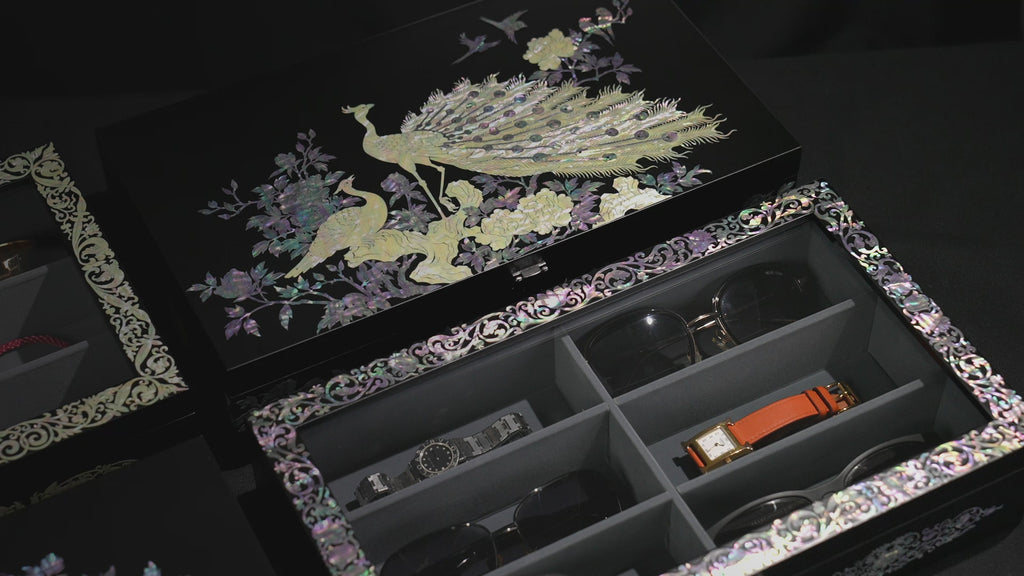 Mother of Pearl Arabesque Sunglasses Box - Eyeglasses Display Show Case