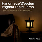 Carved Wood Bedside Lamp - Handmade Brown Korean Bedroom Decor Light