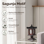 Carved Wood Bedside Lamp - Handmade Brown Korean Bedroom Decor Light